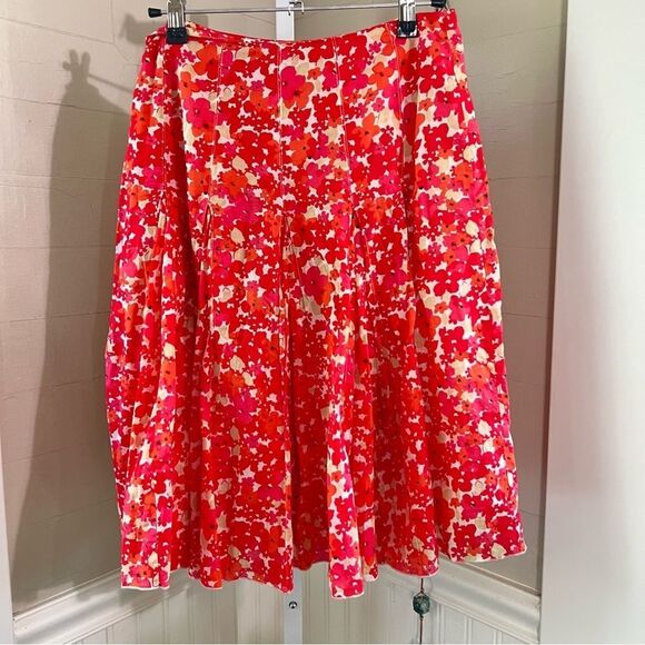 ANN Taylor Midi Skirt Lined Fit & Flare Size 2 100% Cotton Summer Color Fun - Picture 12 of 12